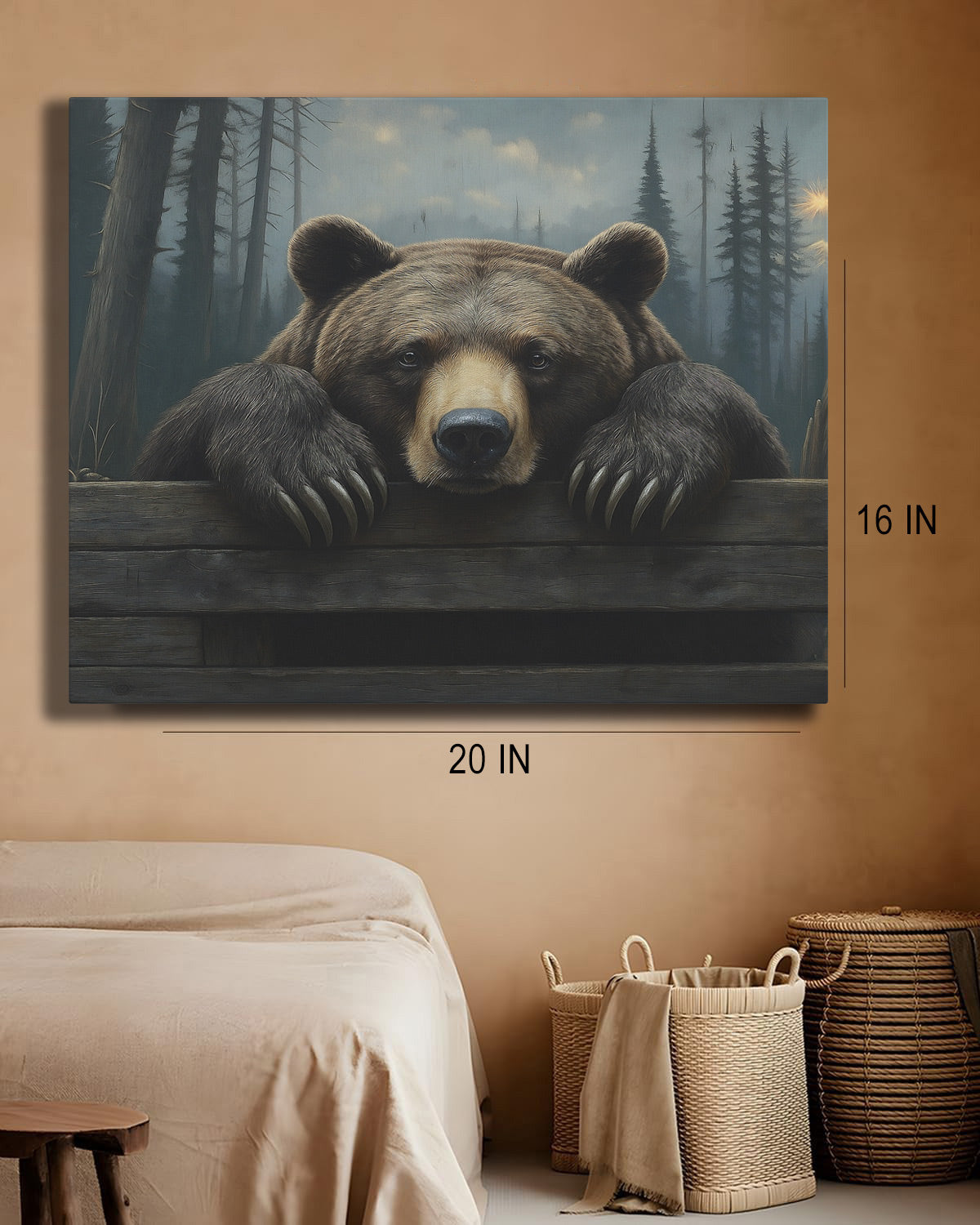 20" x 16" Bear Canvas Wall Art β Rustic Wildlife Decor for Home or Cabin