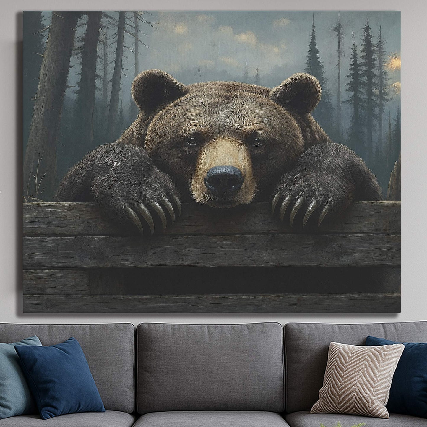 20" x 16" Bear Canvas Wall Art β Rustic Wildlife Decor for Home or Cabin