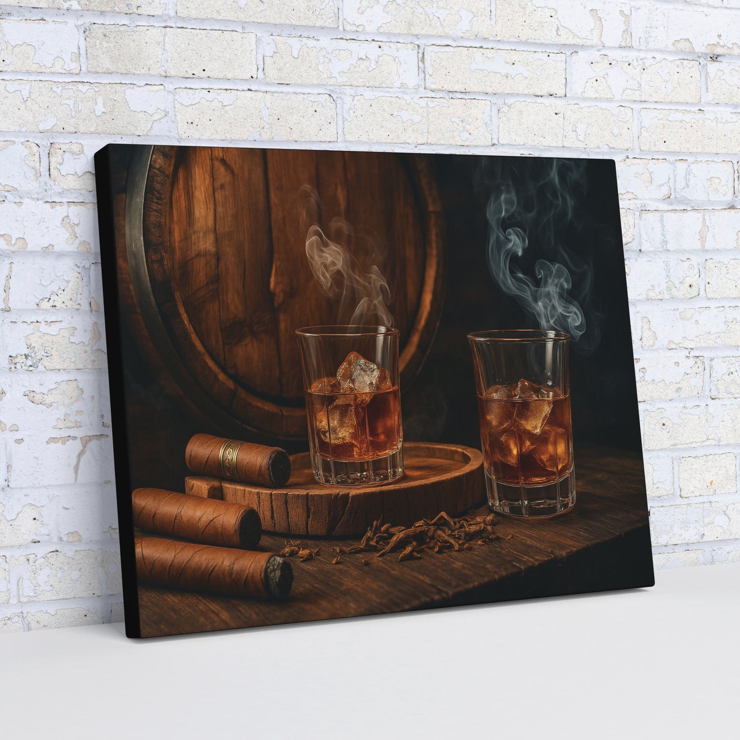 16"x20" β Sophisticated Spirits β Whiskey & Cigar Wall Art Canvas