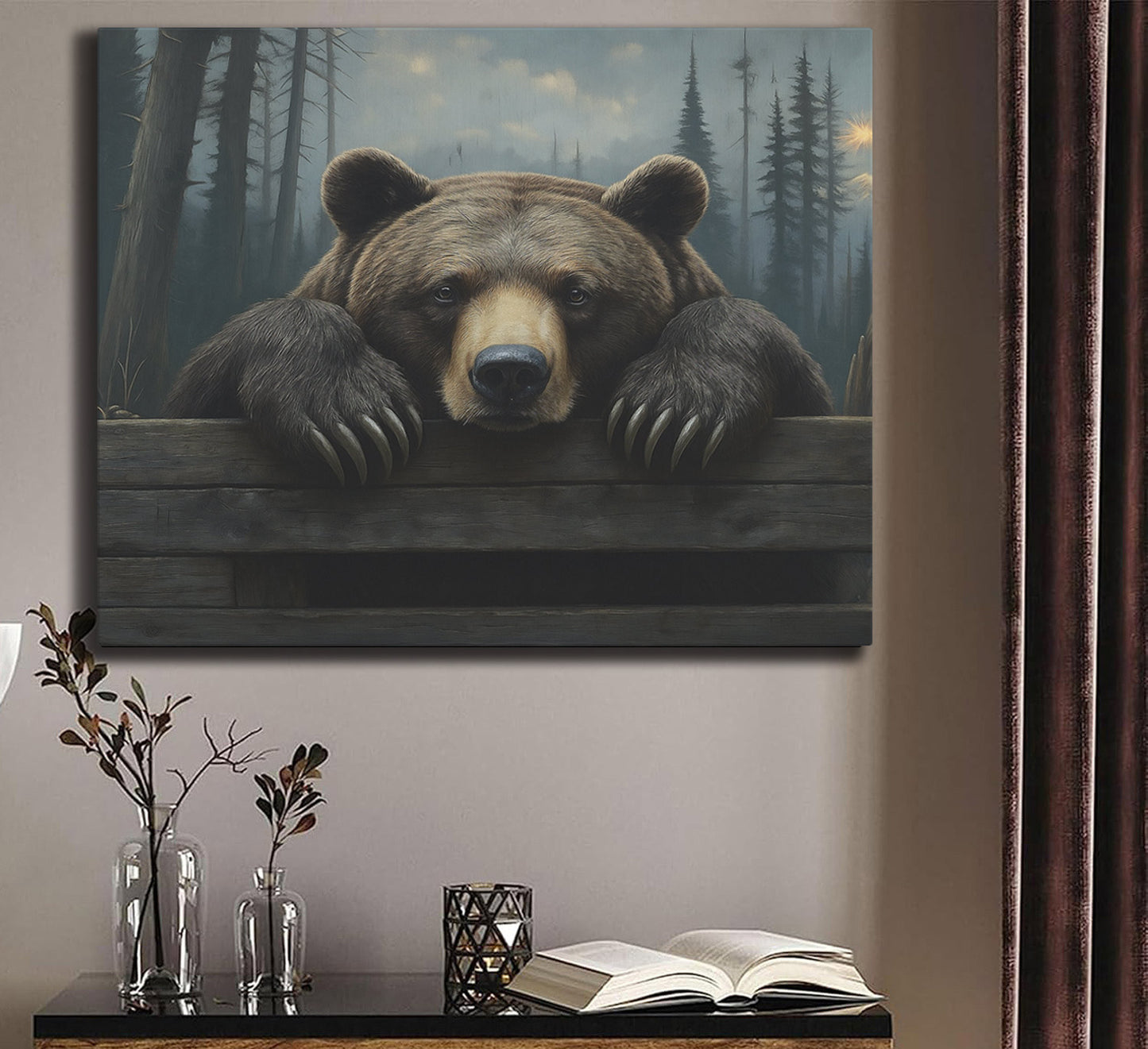20" x 16" Bear Canvas Wall Art β Rustic Wildlife Decor for Home or Cabin