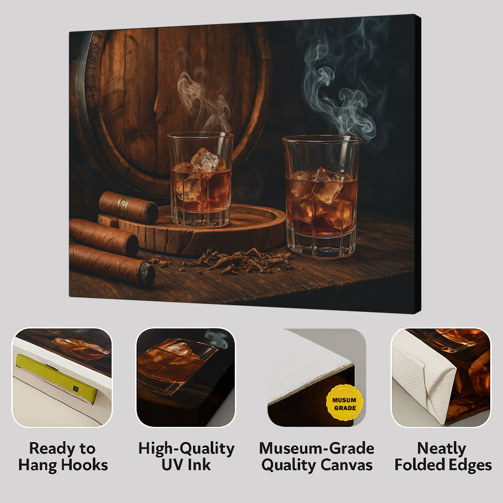 16"x20" β Sophisticated Spirits β Whiskey & Cigar Wall Art Canvas