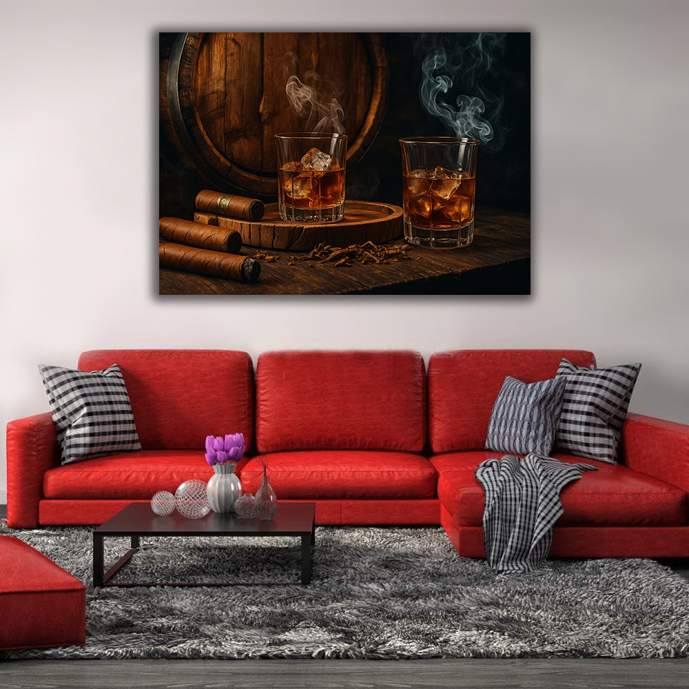 16"x20" β Sophisticated Spirits β Whiskey & Cigar Wall Art Canvas