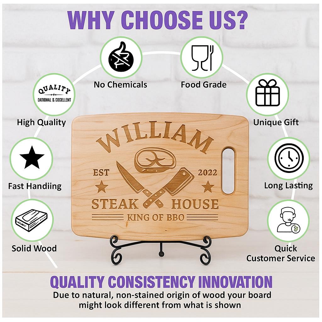Personalized Cutting Board โ Custom BBQ Design = NAME & DATE