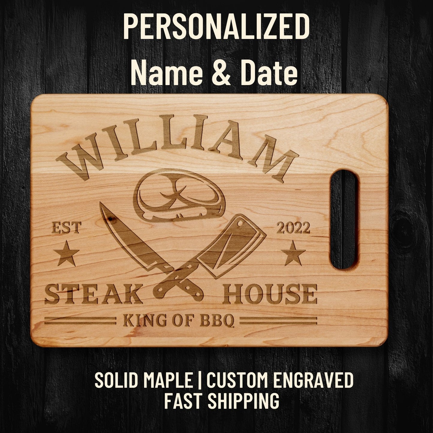 Personalized Cutting Board โ Custom BBQ Design = NAME & DATE