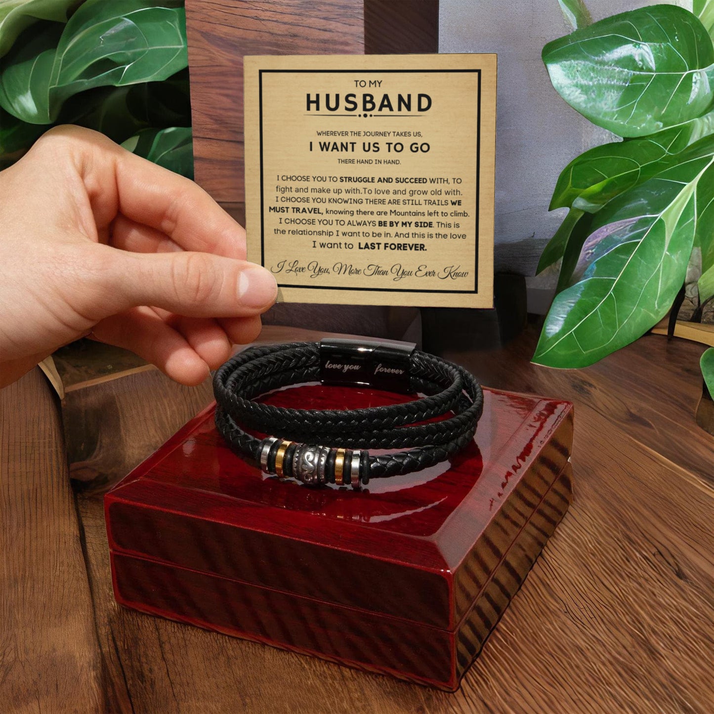 “Love You Forever” Bracelet Gift Set for Husband – With Heartfelt Message Card