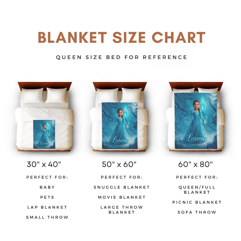 Custom Ice Princess Blanket – Turn Your Child’s Photo Into Magical Artwork
