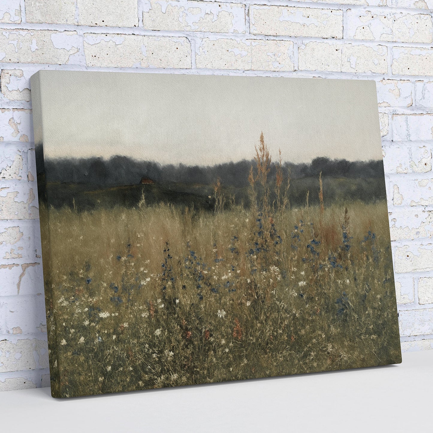 16x20 – ‘Wild Meadow at Dusk’ – Soft Naturecore Canvas Wall Art