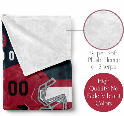 Custom Football Fan Blanket – Add Your Team, Name & Number