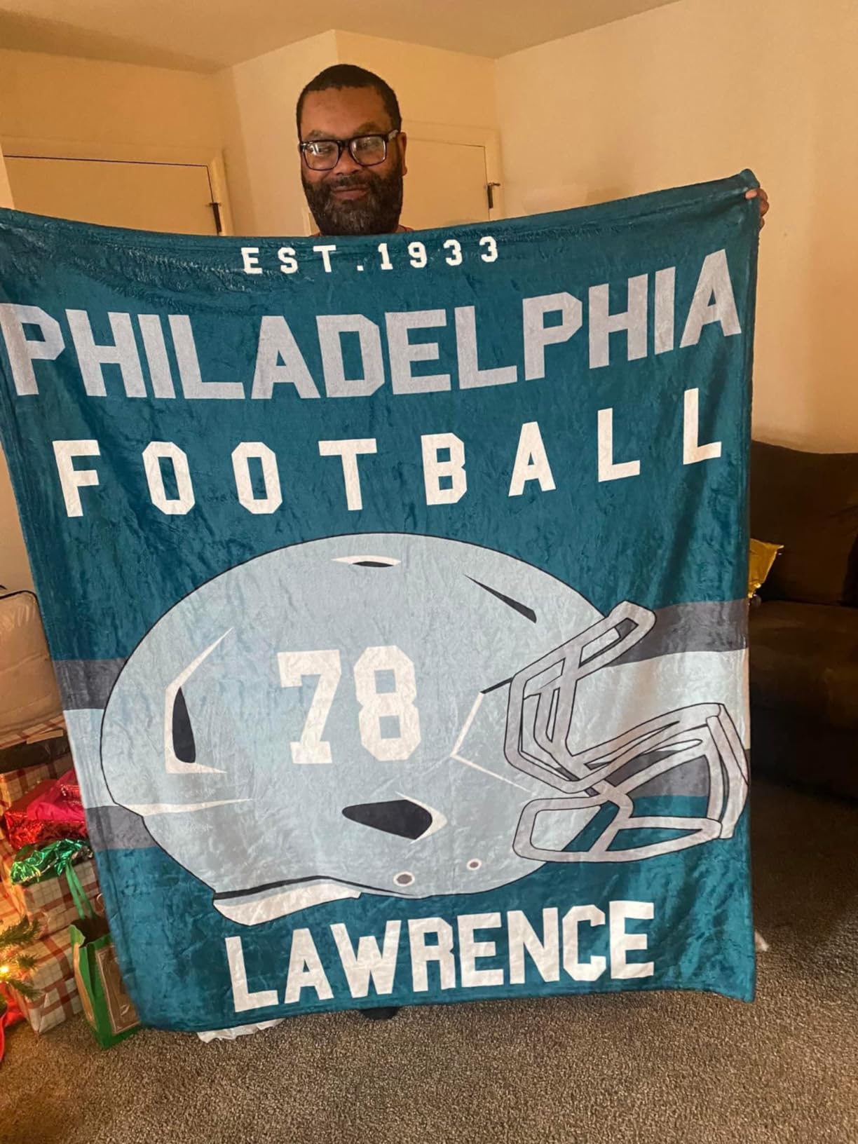 Custom Football Fan Blanket – Add Your Team, Name & Number