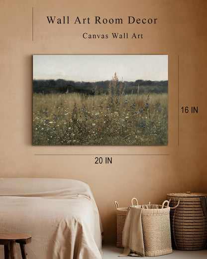 16x20 – ‘Wild Meadow at Dusk’ – Soft Naturecore Canvas Wall Art