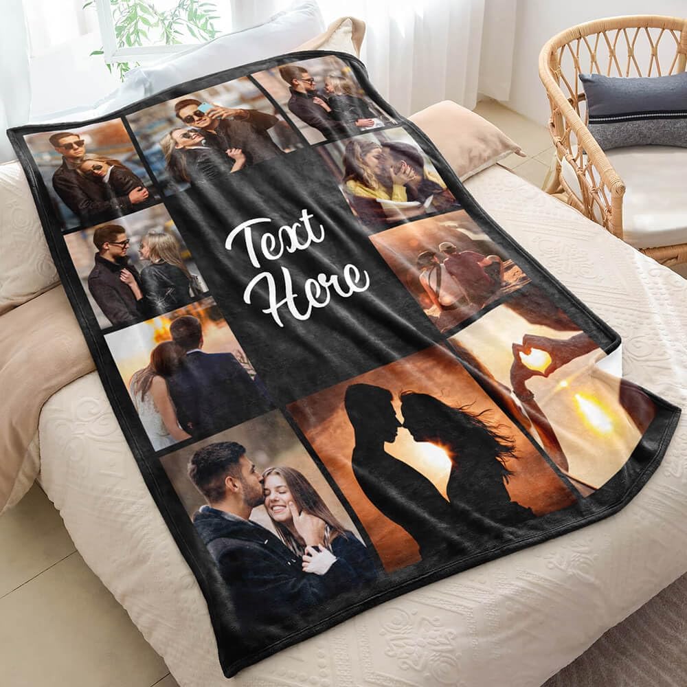 Personalized Photo Collage Blanket – Custom Pictures & Text