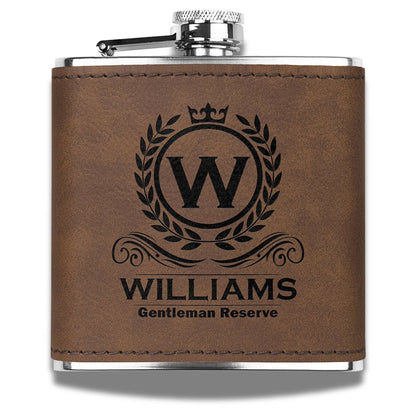Gentleman Reserve – Personalized Leather Flask
