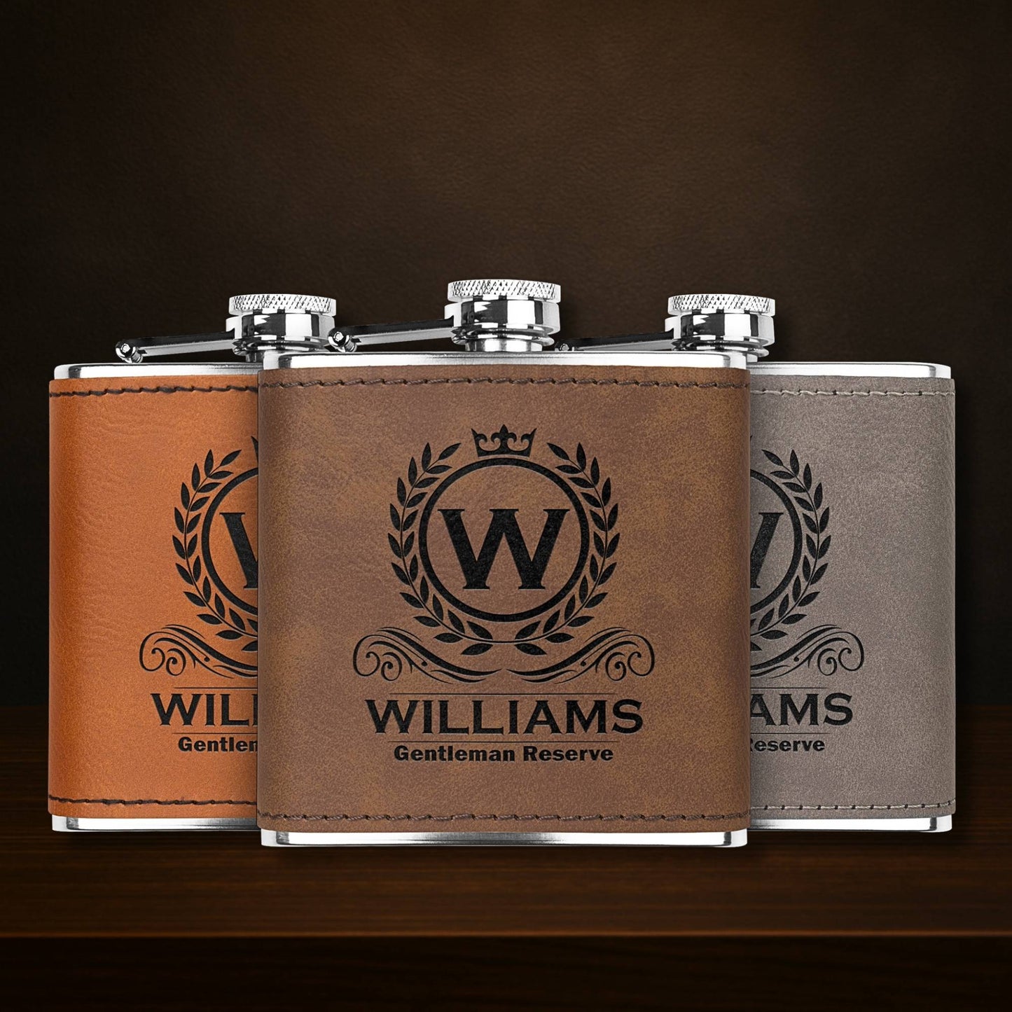 Gentleman Reserve – Personalized Leather Flask