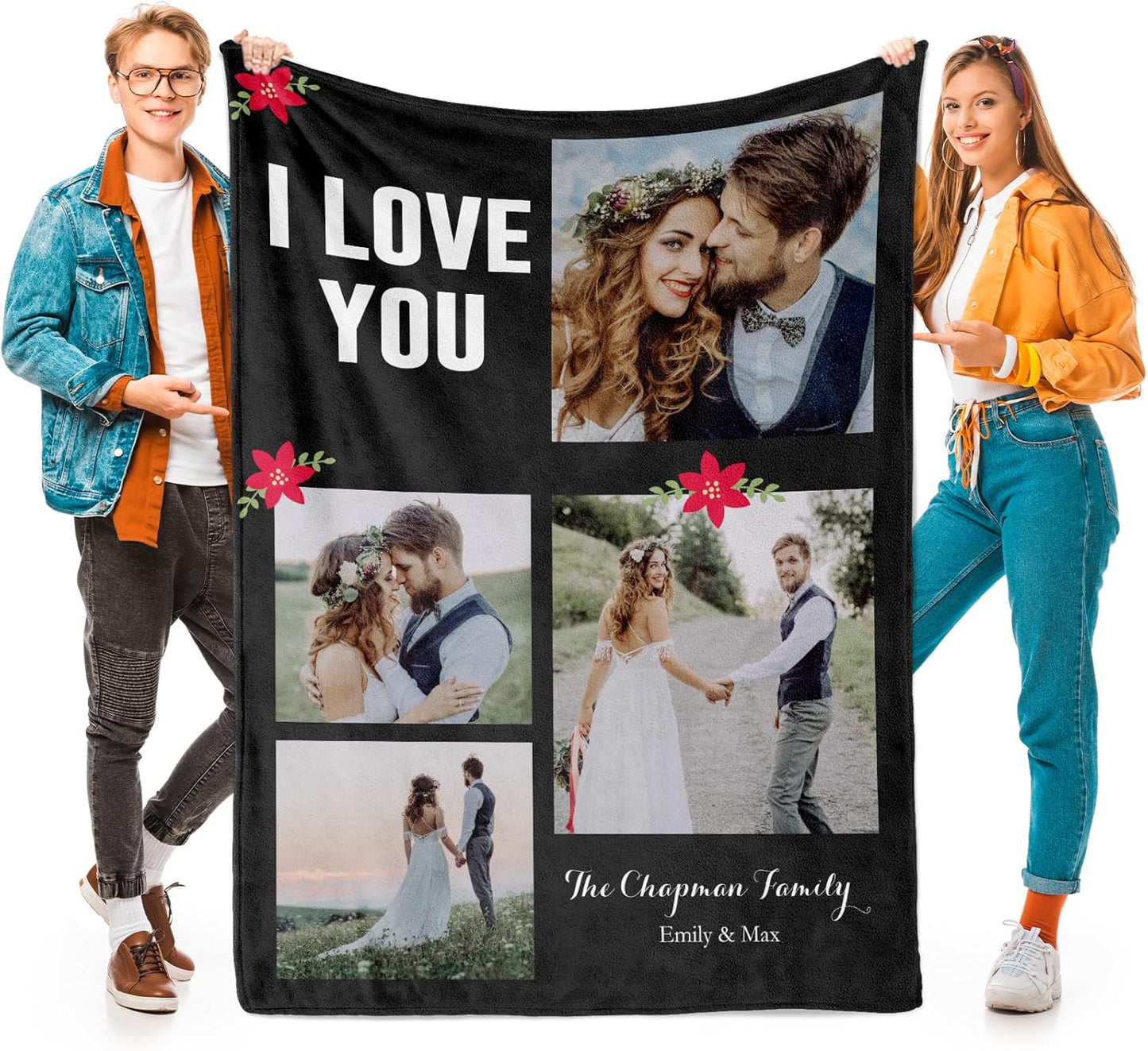 Personalized Photo Collage Blanket – Custom Pictures & Text