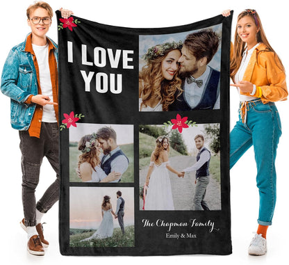 Personalized Photo Collage Blanket – Custom Pictures & Text