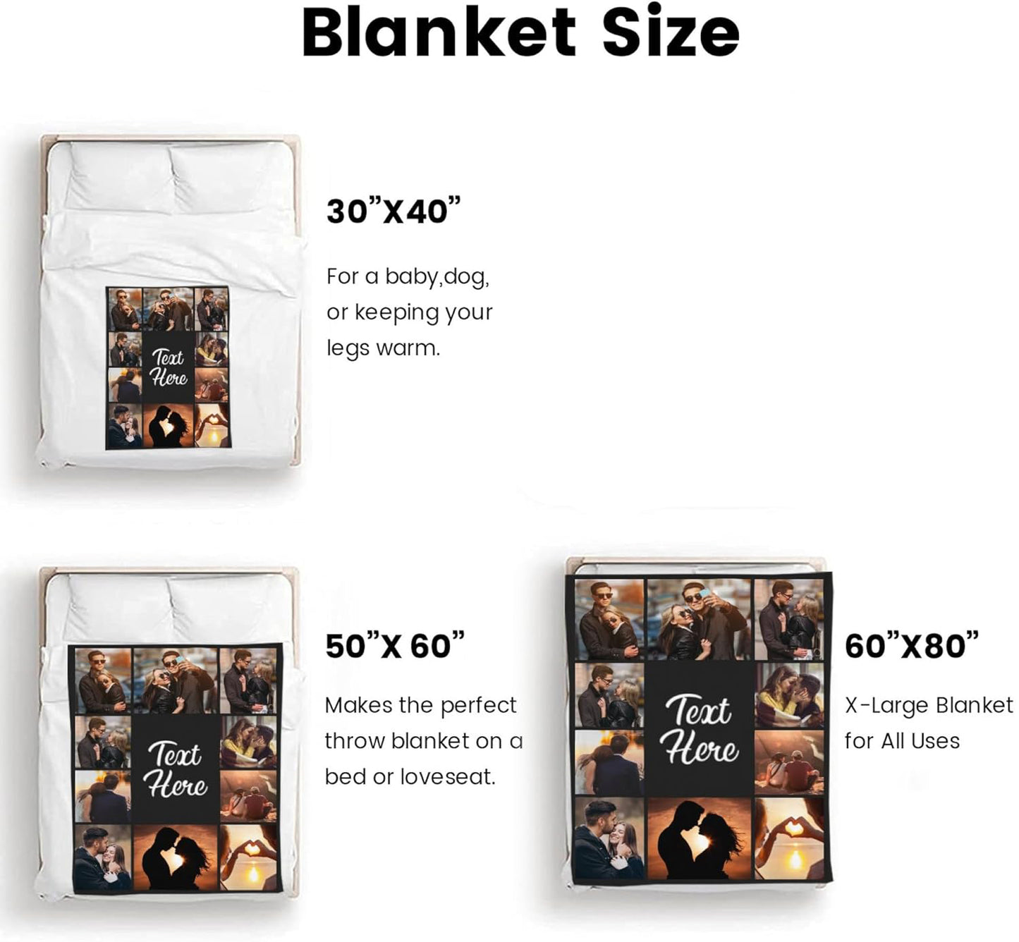 Personalized Photo Collage Blanket – Custom Pictures & Text