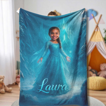 Custom Ice Princess Blanket – Turn Your Child’s Photo Into Magical Artwork