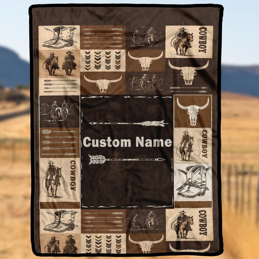 Personalized Cowboy Blanket – Custom Name