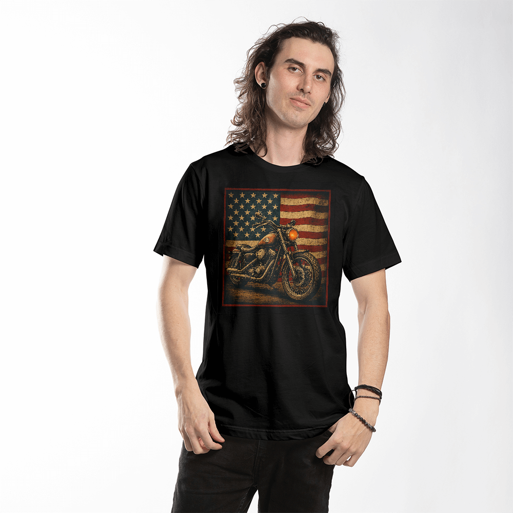 American Rider" – Vintage Biker Flag Tee