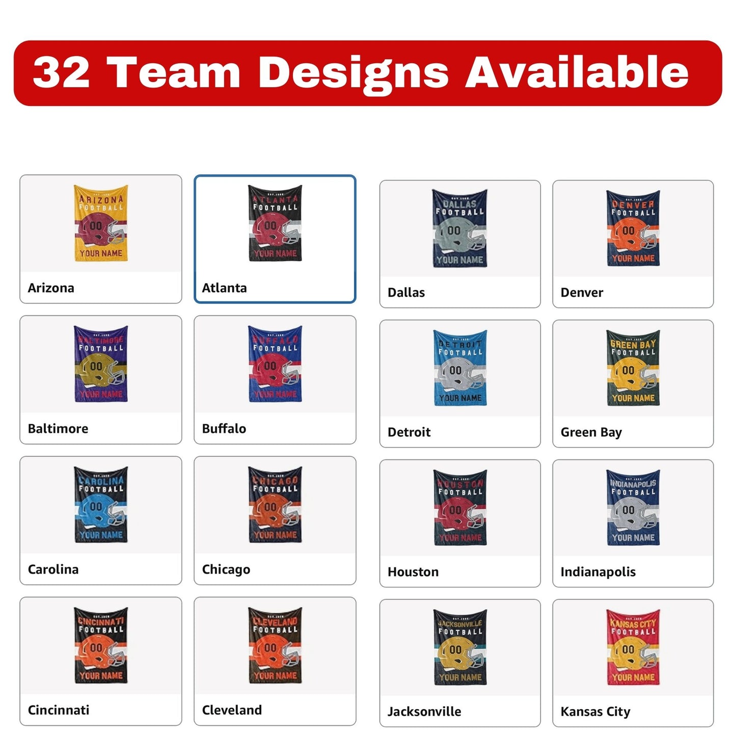 Custom Football Fan Blanket – Add Your Team, Name & Number