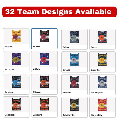 Custom Football Fan Blanket – Add Your Team, Name & Number