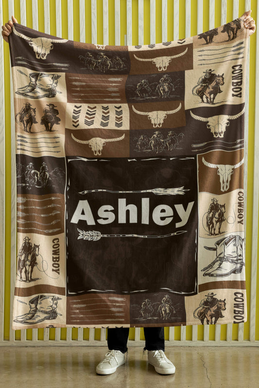 Personalized Cowboy Blanket – Custom Name