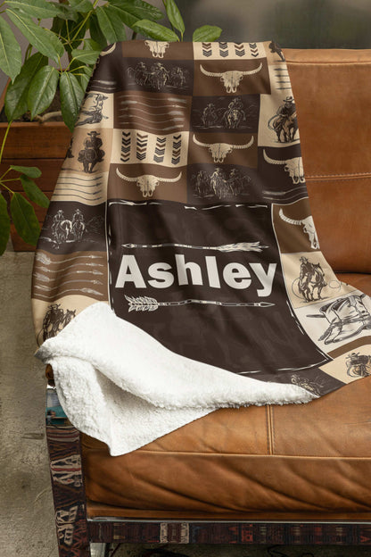 Personalized Cowboy Blanket – Custom Name