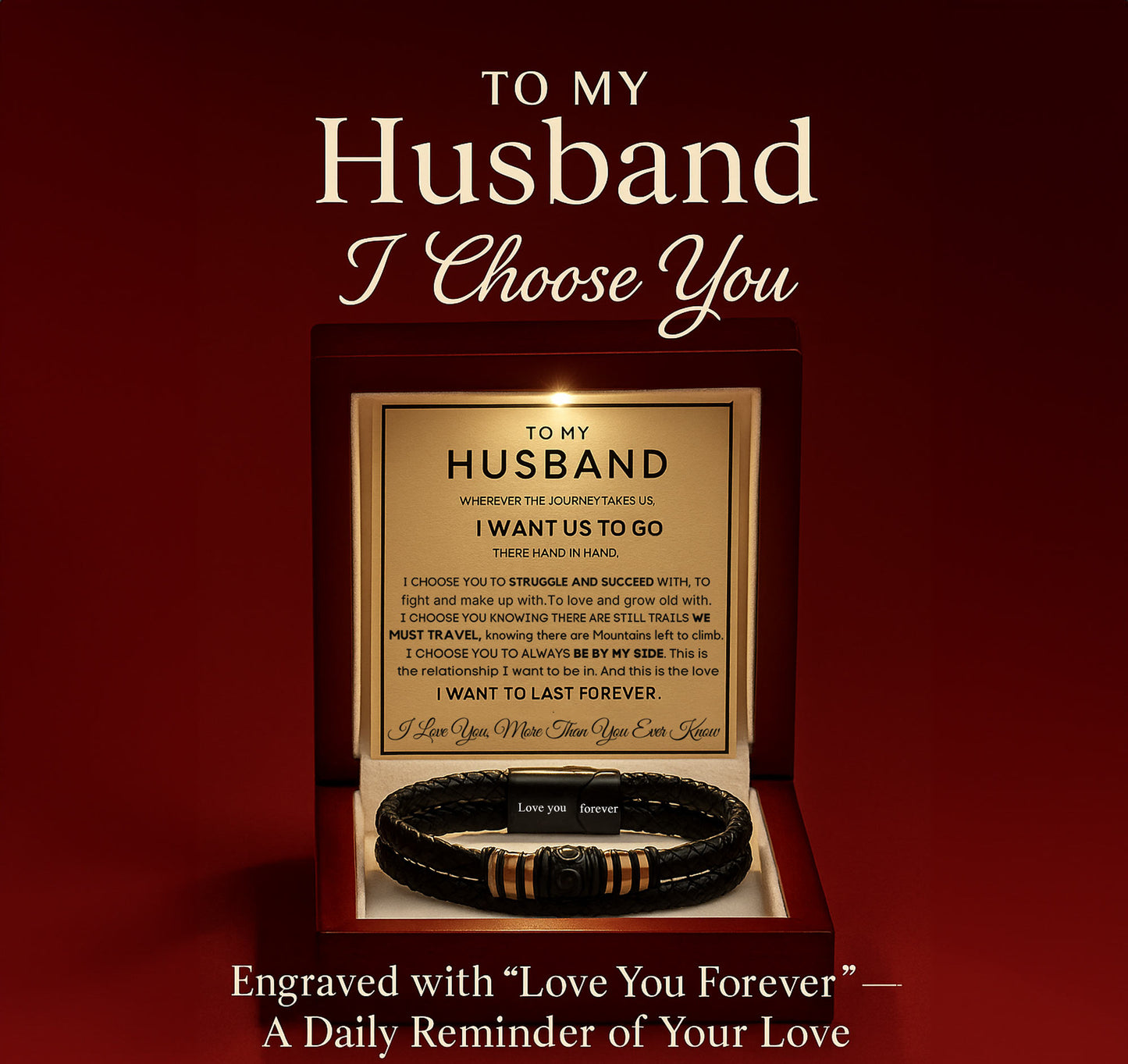 Love You Forever Bracelet Gift for Husband – With Heartfelt Message Card