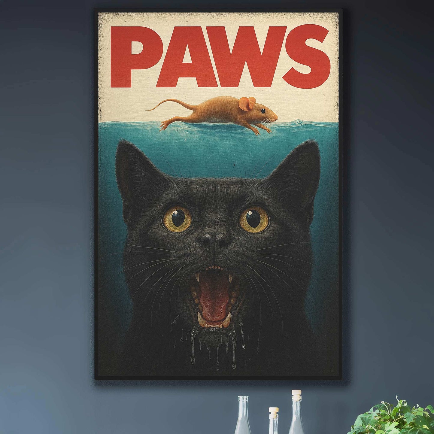 PAWS Cat Canvas Wall Art – Funny Cat Lover Home Decor