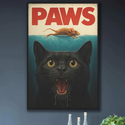 PAWS Cat Canvas Wall Art – Funny Cat Lover Home Decor
