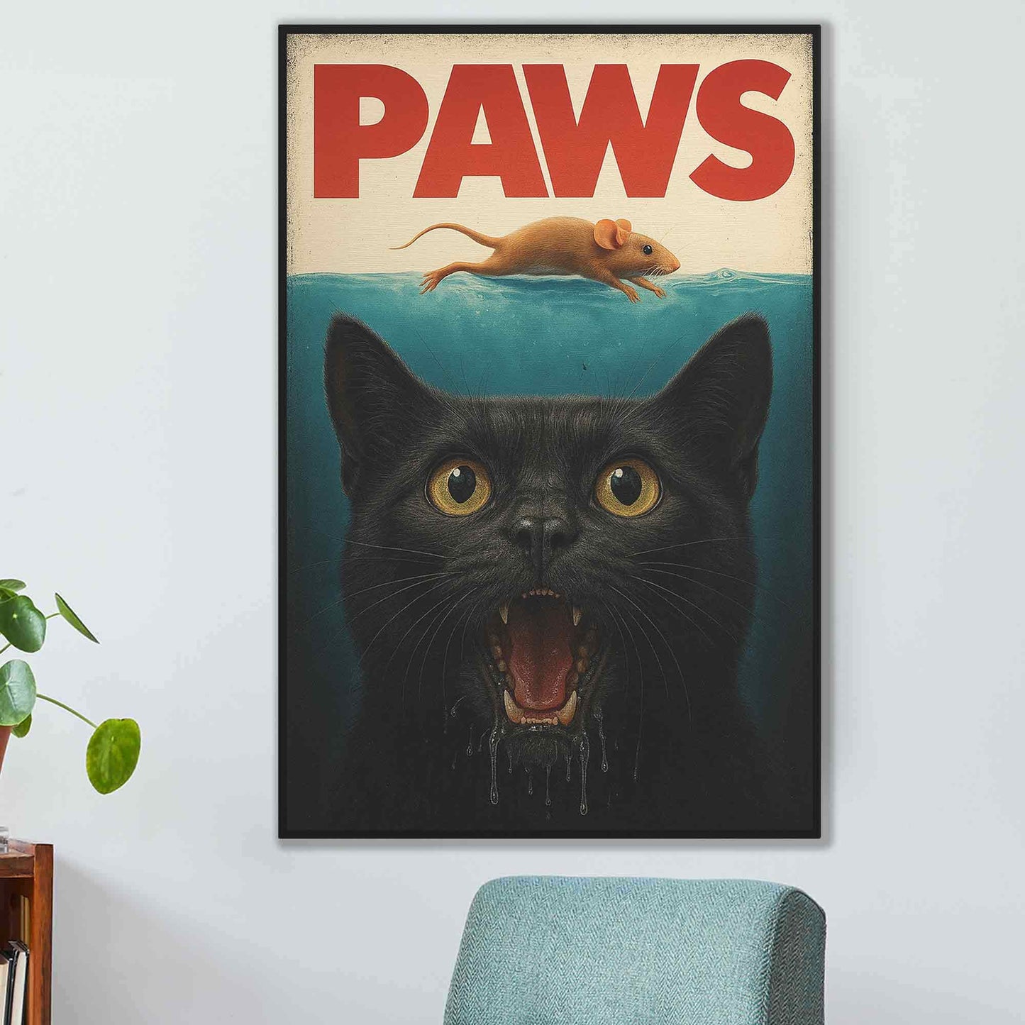 PAWS Cat Canvas Wall Art – Funny Cat Lover Home Decor