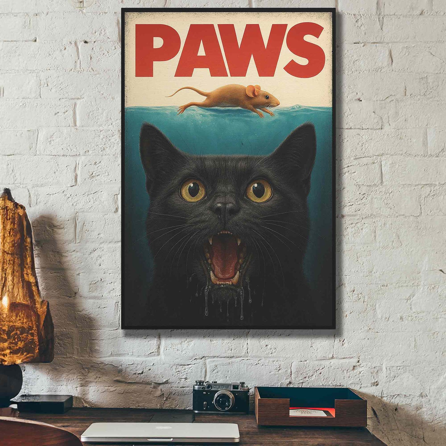 PAWS Cat Canvas Wall Art – Funny Cat Lover Home Decor