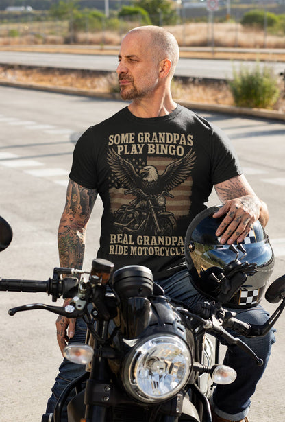 Some Grandpas Play Bingo – Real Grandpas Ride Motorcycles” Biker T-Shirt