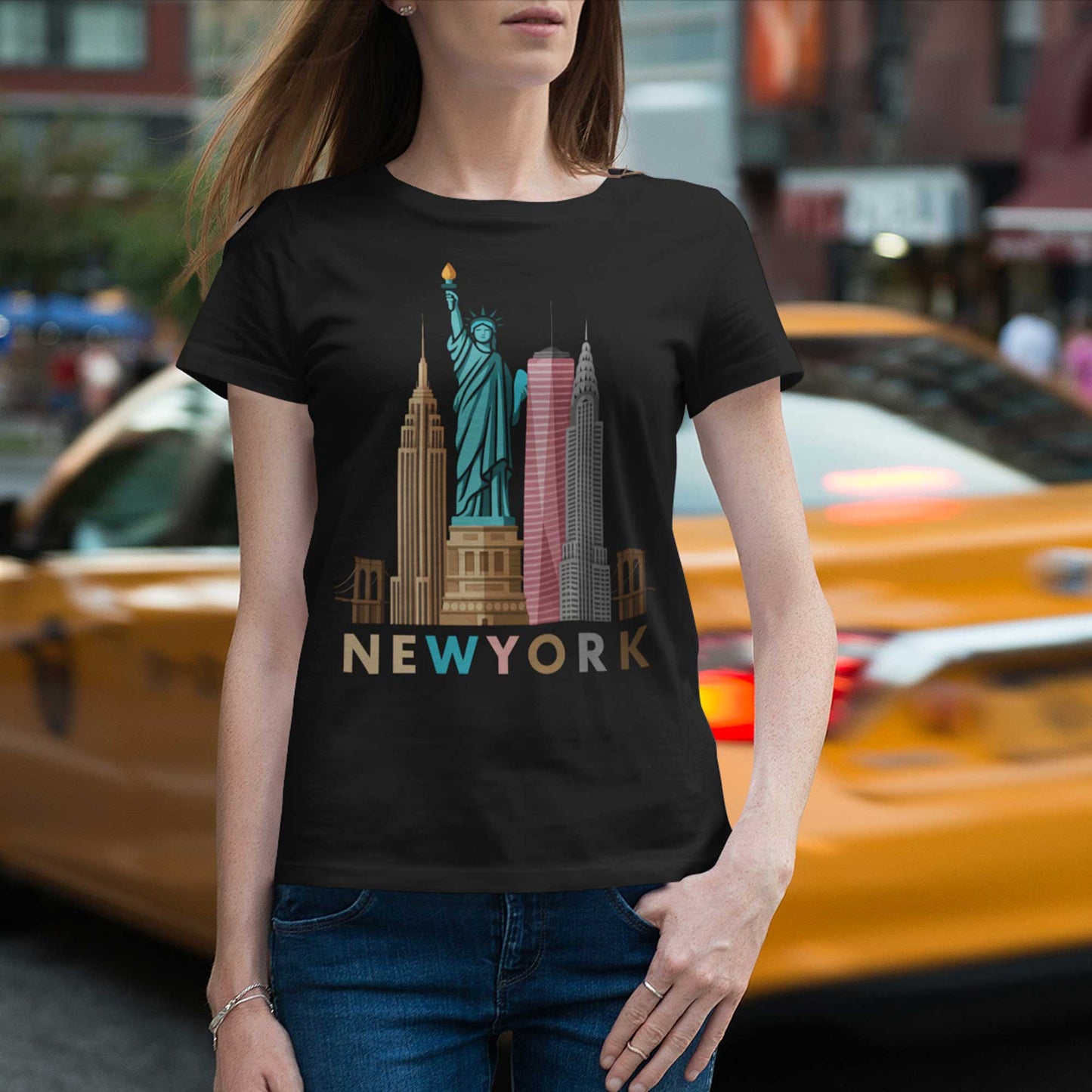 Unisex - New York Skyline T-Shirt – Statue of Liberty & Empire State Design