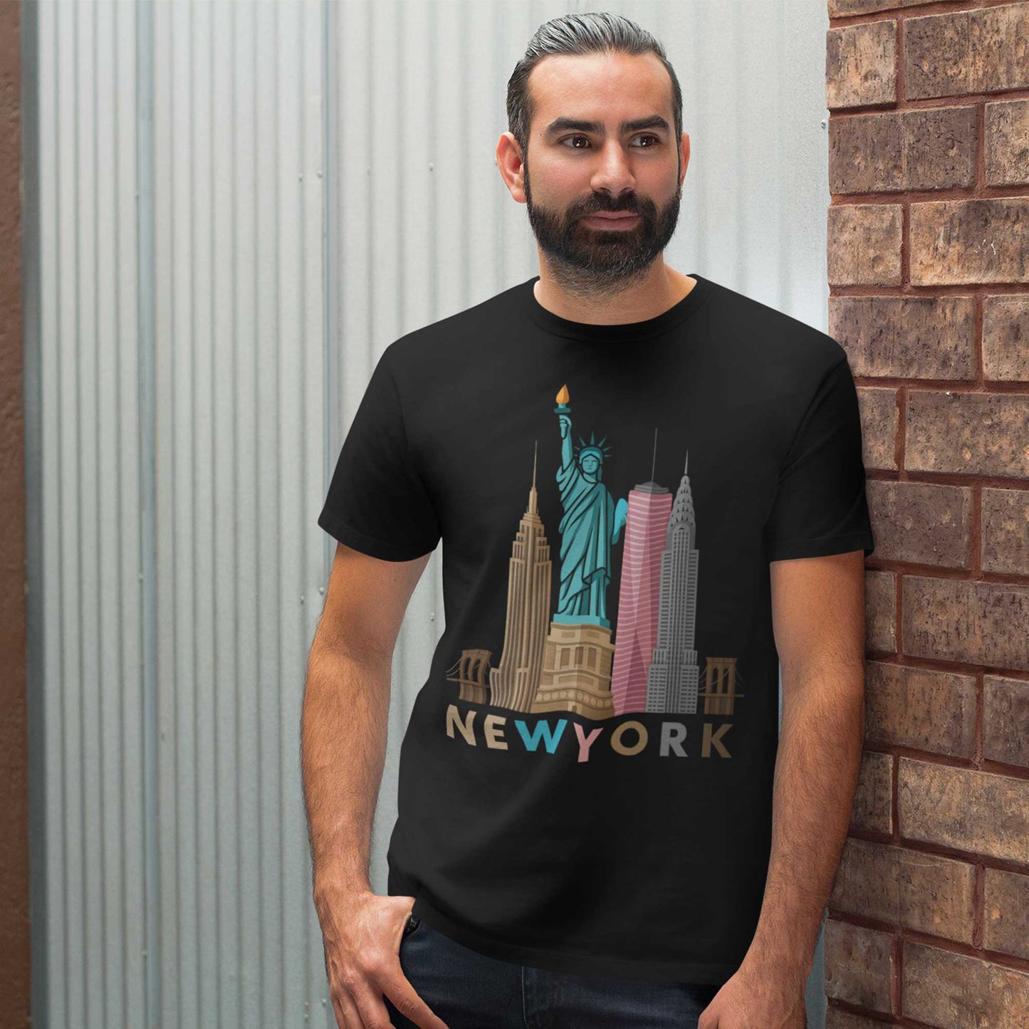 Unisex - New York Skyline T-Shirt – Statue of Liberty & Empire State Design