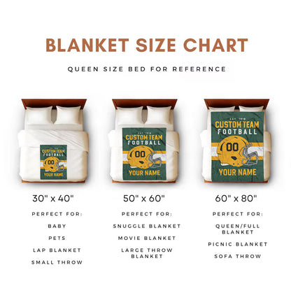 Custom Football Fan Blanket – Add Your Team, Name & Number