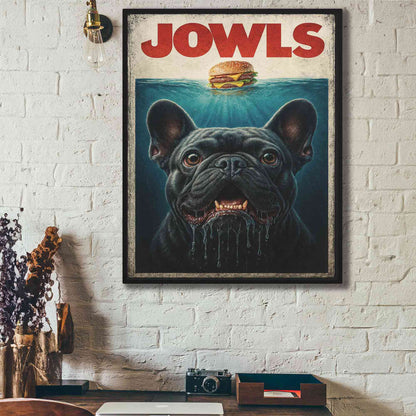 16x20 – ‘JOWLS’ French Bulldog Canvas Wall Art – Funny Dog Lover Home Decor